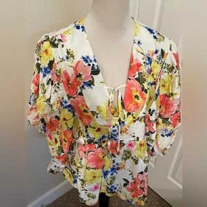 SWEET GARDEN FLORAL BUBBLE
SLEEVE BLOUSE
